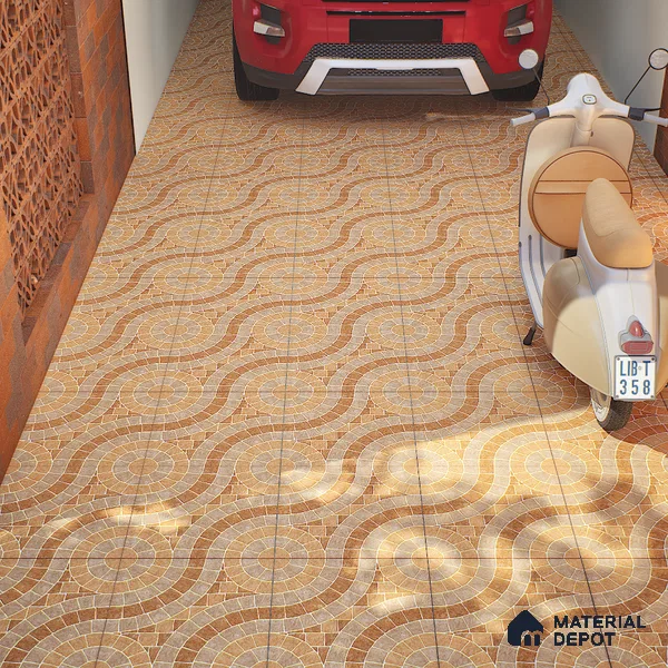 Parking Tile Stonish Brown 12 x 12 inch Anti Skid Matte Finish Vitrified Floor Tile - 8 mm | TL 01822 | Suitable for Parking, Bathroom, Balcony
