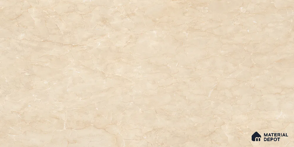 Marble Floor & Wall Tile Warm Ivory Glossy Finish TL 02153 | 5 ft x 2.5 ft Vitrified Slab - 9 mm | 2 Random Design | Suitable for Living Room, Bedroom