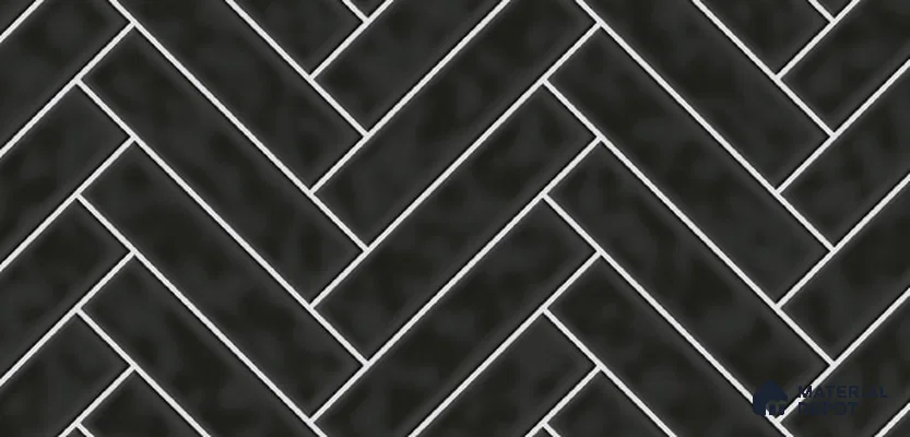 Faux Subway Wall Tile TL 10753 B Black Midnight Dark 2 ft x 1 ft Glossy Finish Ceramic Tile - 9 mm | Please Expect a Slight Variation of Pattern