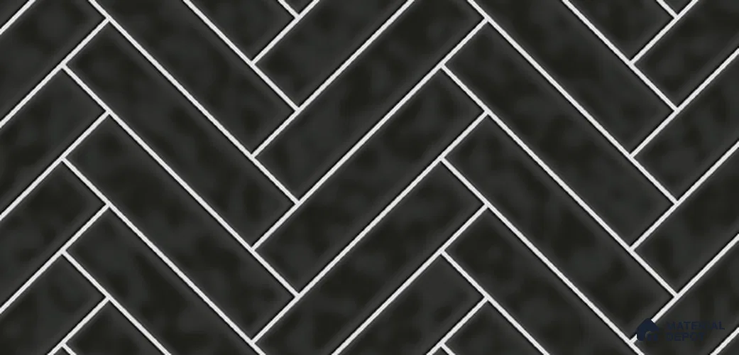 Faux Subway Wall Tile TL 10753 B Black Midnight Dark 2 ft x 1 ft Glossy Finish Ceramic Tile - 9 mm | Please Expect a Slight Variation of Pattern