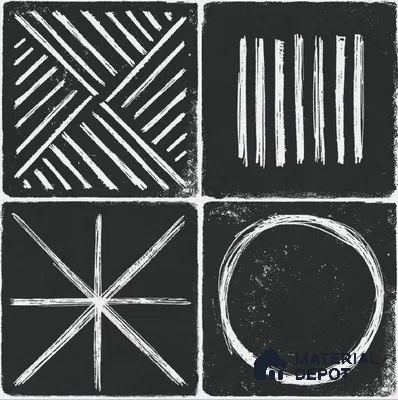Moroccan Wall & Floor Tile TL 10826 B Ebony Geometric 1 ft x 1 ft Matt Luster Finish Ceramic Tile - 10 mm | Random Design | Suitable For Kitchen, Bathroom, Balcony | Please Expect a Slight Variation of Pattern