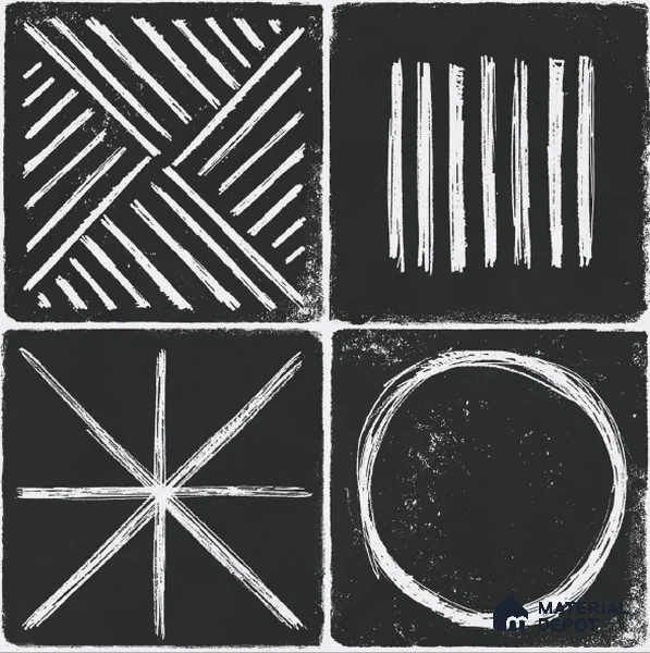 Moroccan Wall & Floor Tile TL 10826 B Ebony Geometric 1 ft x 1 ft Matt Luster Finish Ceramic Tile - 10 mm | Random Design | Suitable For Kitchen, Bathroom, Balcony | Please Expect a Slight Variation of Pattern