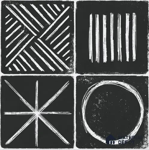 Moroccan Wall & Floor Tile TL 10826 B Ebony Geometric 1 ft x 1 ft Matt Luster Finish Ceramic Tile - 10 mm | Random Design | Please Expect a Slight Variation of Pattern