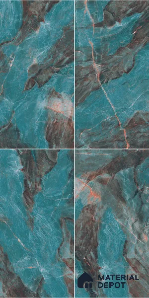 Marble Wall & Floor Tile TL 05152 Marblis Azure Mist 4 ft x 2 ft Vitrified High Gloss Finish - 9 mm (Random 4) | Suitable for Living Room, Bedroom & Bathroom