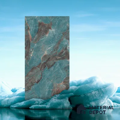 Marble Wall & Floor Tile TL 05152 Marblis Azure Mist 4 ft x 2 ft Vitrified  High Gloss Finish - 9 mm (Random 4) | Suitable for Living Room, Bedroom & Bathroom