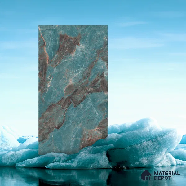 Marble Wall & Floor Tile TL 05152 Marblis Azure Mist 4 ft x 2 ft Vitrified High Gloss Finish - 9 mm (Random 4) | Suitable for Living Room, Bedroom & Bathroom