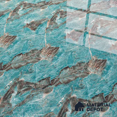 Marble Wall & Floor Tile TL 05152 Marblis Azure Mist 4 ft x 2 ft Vitrified  High Gloss Finish - 9 mm (Random 4) | Suitable for Living Room, Bedroom & Bathroom