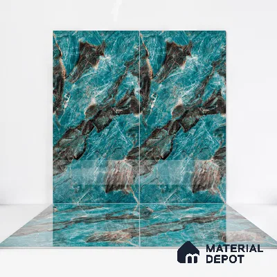 Marble Wall & Floor Tile TL 05152 Marblis Azure Mist 4 ft x 2 ft Vitrified  High Gloss Finish - 9 mm (Random 4) | Suitable for Living Room, Bedroom & Bathroom