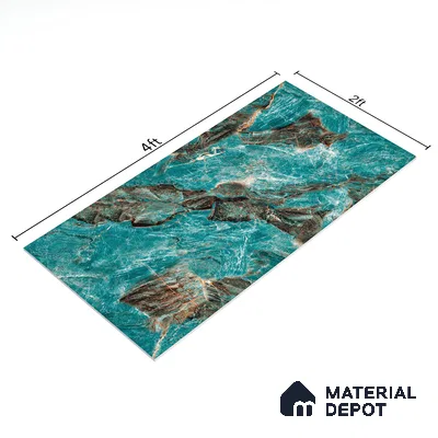 Marble Wall & Floor Tile TL 05152 Marblis Azure Mist 4 ft x 2 ft Vitrified  High Gloss Finish - 9 mm (Random 4) | Suitable for Living Room, Bedroom & Bathroom
