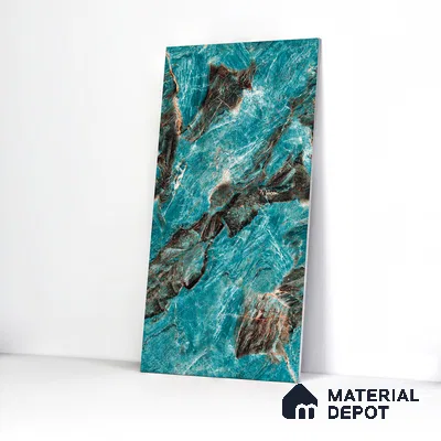 Marble Wall & Floor Tile TL 05152 Marblis Azure Mist 4 ft x 2 ft Vitrified  High Gloss Finish - 9 mm (Random 4) | Suitable for Living Room, Bedroom & Bathroom
