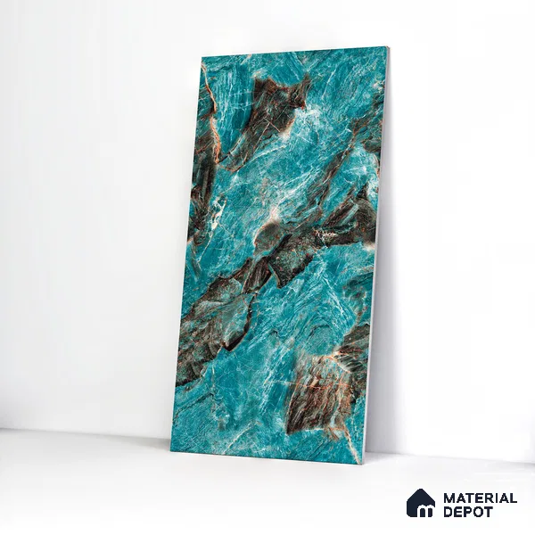 Marble Wall & Floor Tile TL 05152 Marblis Azure Mist 4 ft x 2 ft Vitrified High Gloss Finish - 9 mm (Random 4) | Suitable for Living Room, Bedroom & Bathroom