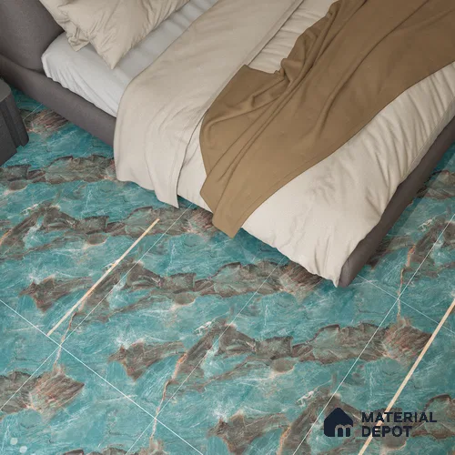 Marble Wall & Floor Tile TL 05152 Marblis Azure Mist 4 ft x 2 ft Vitrified  High Gloss Finish - 9 mm (Random 4) | Suitable for Living Room, Bedroom & Bathroom