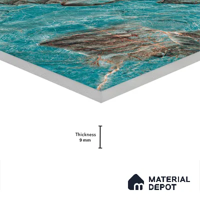 Marble Wall & Floor Tile TL 05152 Marblis Azure Mist 4 ft x 2 ft Vitrified  High Gloss Finish - 9 mm (Random 4) | Suitable for Living Room, Bedroom & Bathroom