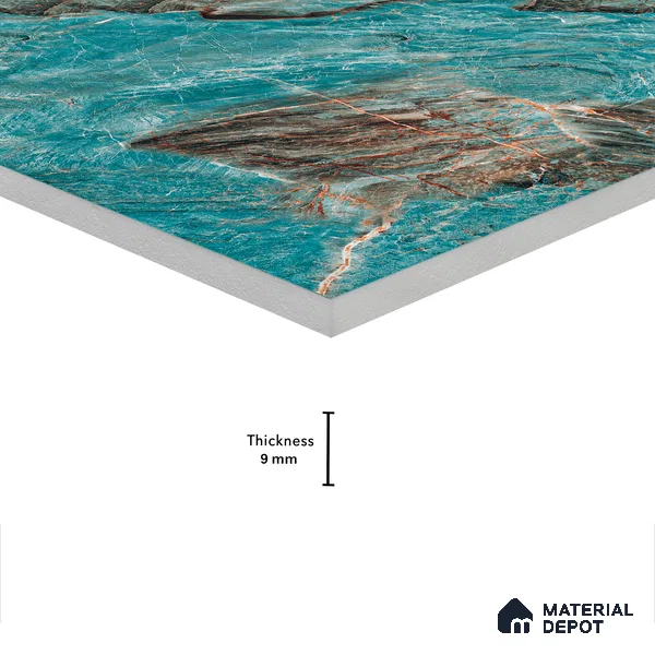 Marble Wall & Floor Tile TL 05152 Marblis Azure Mist 4 ft x 2 ft Vitrified High Gloss Finish - 9 mm (Random 4) | Suitable for Living Room, Bedroom & Bathroom