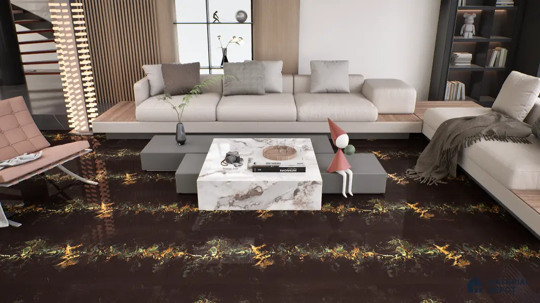 Marble Wall & Floor Tile TL 05118 Marblis Eclipse 4 ft x 2 ft Vitrified Endless High Gloss Finish - 9 mm (Random 4) | Suitable for Living Room, Bedroom & Bathroom