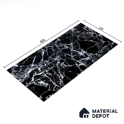 Marble Wall & Floor Tile TL 05151 Marblis Midnight Elegance 4 ft x 2 ft Vitrified Endless High Gloss Finish - 9 mm (Random 4) | Suitable for Living Room, Bedroom & Bathroom