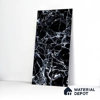 Marble Wall & Floor Tile TL 05151 Marblis Midnight Elegance 4 ft x 2 ft Vitrified Endless High Gloss Finish - 9 mm (Random 4) | Suitable for Living Room, Bedroom & Bathroom