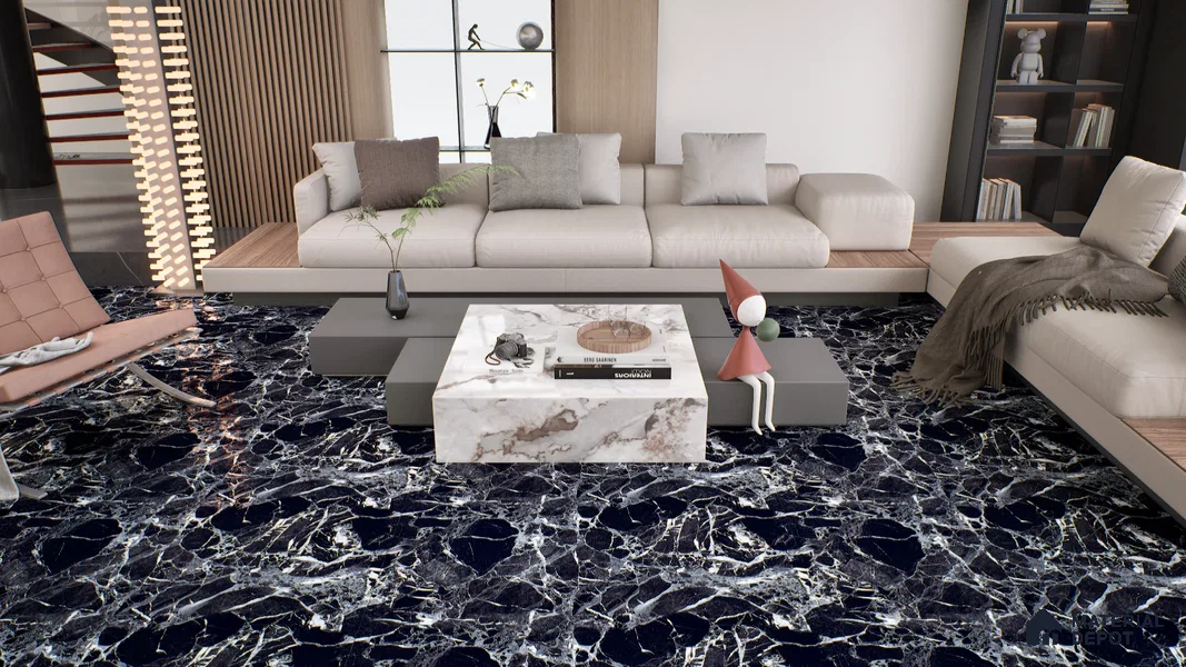 Marble Wall & Floor Tile TL 05151 Marblis Midnight Elegance 4 ft x 2 ft Vitrified Endless High Gloss Finish - 9 mm (Random 4) | Suitable for Living Room, Bedroom & Bathroom