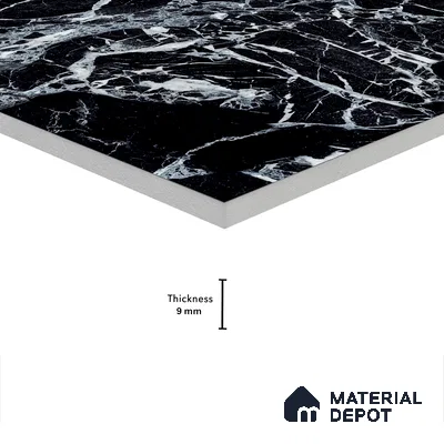 Marble Wall & Floor Tile TL 05151 Marblis Midnight Elegance 4 ft x 2 ft Vitrified Endless High Gloss Finish - 9 mm (Random 4) | Suitable for Living Room, Bedroom & Bathroom