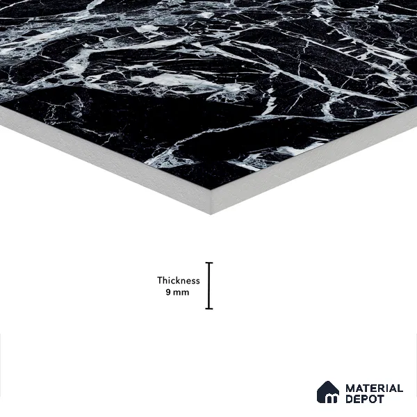 Marble Wall & Floor Tile TL 05151 Marblis Midnight Elegance 4 ft x 2 ft Vitrified Endless High Gloss Finish - 9 mm (Random 4) | Suitable for Living Room, Bedroom & Bathroom