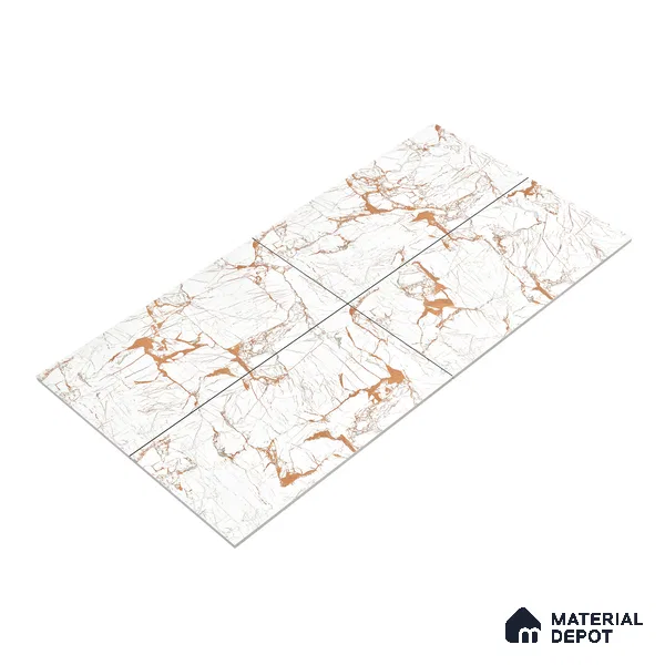 Marble Wall & Floor Tile TL 05117 B Marblis Italino Raven Light 4 ft x 2 ft Vitrified Endless High Gloss Finish - 9 mm (Random 4) | Suitable for Living Room, Bedroom & Bathroom
