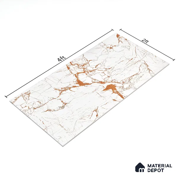 Marble Wall & Floor Tile TL 05117 B Marblis Italino Raven Light 4 ft x 2 ft Vitrified Endless High Gloss Finish - 9 mm (Random 4) | Suitable for Living Room, Bedroom & Bathroom