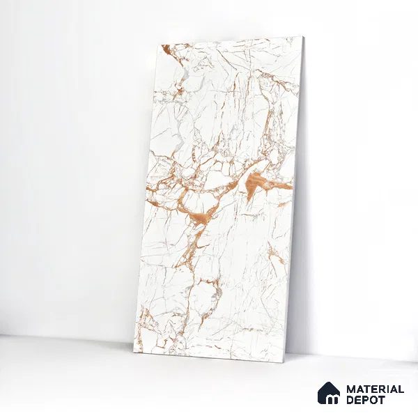 Marble Wall & Floor Tile TL 05117 B Marblis Italino Raven Light 4 ft x 2 ft Vitrified Endless High Gloss Finish - 9 mm (Random 4) | Suitable for Living Room, Bedroom & Bathroom