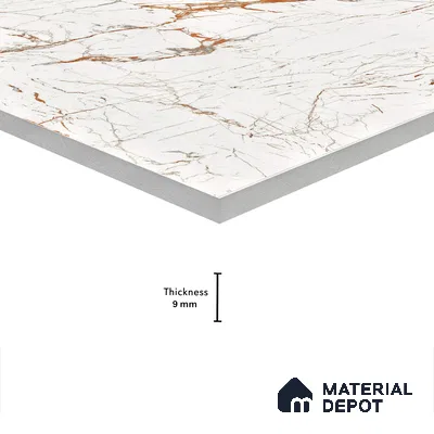 Marble Wall & Floor Tile TL 05117 B Marblis Italino Raven Light 4 ft x 2 ft Vitrified Endless High Gloss Finish - 9 mm (Random 4) | Suitable for Living Room, Bedroom & Bathroom