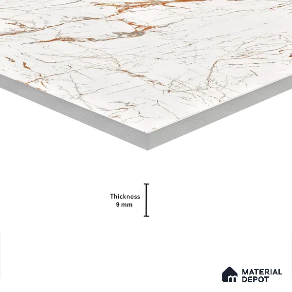 Marble Wall & Floor Tile TL 05117 B Marblis Italino Raven Light 4 ft x 2 ft Vitrified Endless High Gloss Finish - 9 mm (Random 4) | Suitable for Living Room, Bedroom & Bathroom