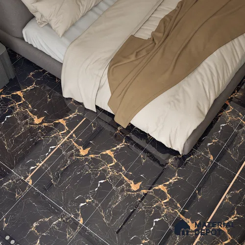 Marble Wall & Floor Tile TL 05117 Marblis Italino Raven 4 ft x 2 ft Vitrified Endless High Gloss Finish - 9 mm (Random 4) | Suitable for Living Room, Bedroom & Bathroom