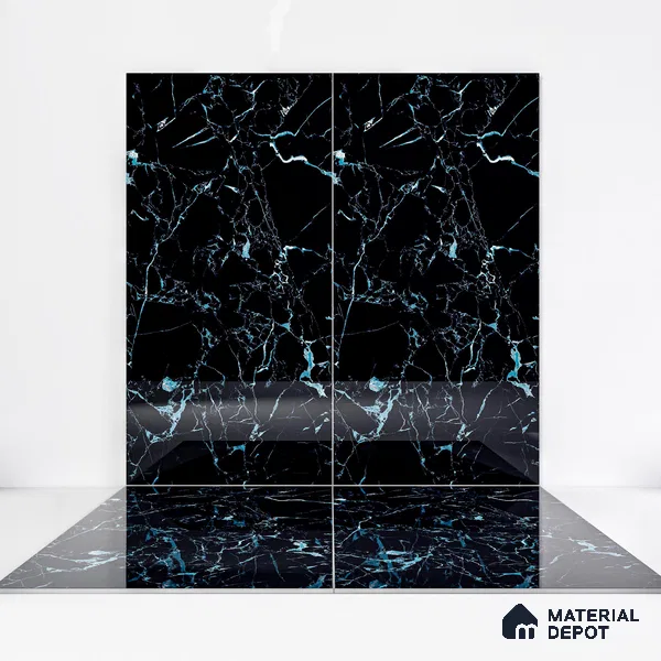 Marble Wall & Floor Tile TL 05154 Marblis Shadow Vein 4 ft x 2 ft Vitrified Endless High Gloss Finish - 9 mm (Random 4) | Suitable for Living Room, Bedroom & Bathroom