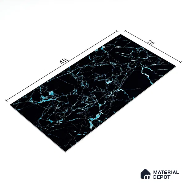 Marble Wall & Floor Tile TL 05154 Marblis Shadow Vein 4 ft x 2 ft Vitrified Endless High Gloss Finish - 9 mm (Random 4) | Suitable for Living Room, Bedroom & Bathroom