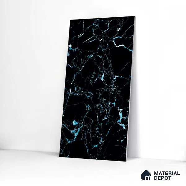 Marble Wall & Floor Tile TL 05154 Marblis Shadow Vein 4 ft x 2 ft Vitrified Endless High Gloss Finish - 9 mm (Random 4) | Suitable for Living Room, Bedroom & Bathroom