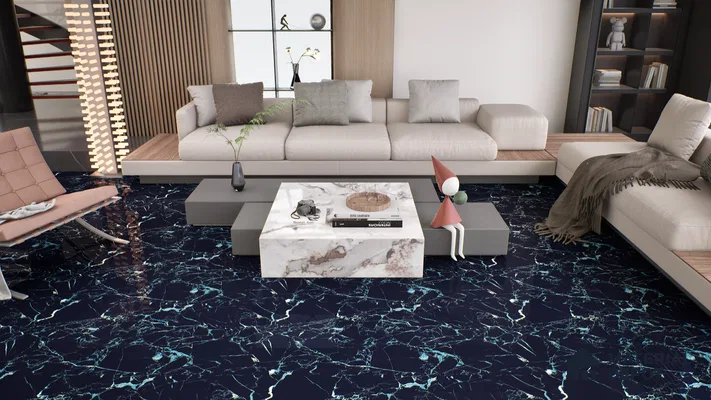 Marble Wall & Floor Tile TL 05154 Marblis Shadow Vein 4 ft x 2 ft Vitrified Endless High Gloss Finish - 9 mm (Random 4) | Suitable for Living Room, Bedroom & Bathroom