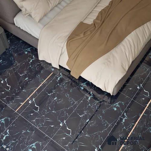 Marble Wall & Floor Tile TL 05154 Marblis Shadow Vein 4 ft x 2 ft Vitrified Endless High Gloss Finish - 9 mm (Random 4) | Suitable for Living Room, Bedroom & Bathroom
