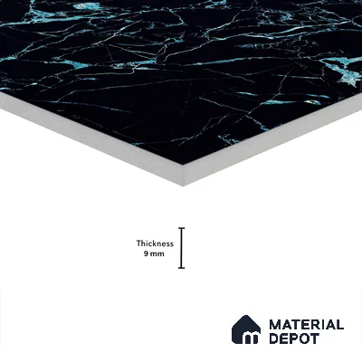 Marble Wall & Floor Tile TL 05154 Marblis Shadow Vein 4 ft x 2 ft Vitrified Endless High Gloss Finish - 9 mm (Random 4) | Suitable for Living Room, Bedroom & Bathroom