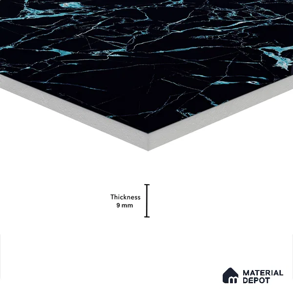Marble Wall & Floor Tile TL 05154 Marblis Shadow Vein 4 ft x 2 ft Vitrified Endless High Gloss Finish - 9 mm (Random 4) | Suitable for Living Room, Bedroom & Bathroom