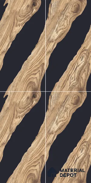 Wood Wall & Floor Tile TL 05150 Mokuzai Hazelwood 4 ft x 2 ft Vitrified Endless High Gloss Finish - 9 mm (Random 2) | Suitable for Living Room, Bedroom & Bathroom