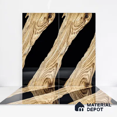 Wood Wall & Floor Tile TL 05150 Mokuzai Hazelwood 4 ft x 2 ft Vitrified Endless High Gloss Finish - 9 mm (Random 2) | Suitable for Living Room, Bedroom & Bathroom