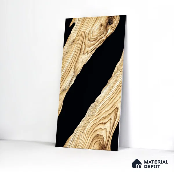 Wood Wall & Floor Tile TL 05150 Mokuzai Hazelwood 4 ft x 2 ft Vitrified Endless High Gloss Finish - 9 mm (Random 2) | Suitable for Living Room, Bedroom & Bathroom