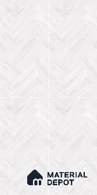Wooden Floor Tile TL 05120 B Mokuzai Pure Snow 4 ft x 2 ft Vitrified Endless Carving Matte Finish - 9 mm | Herringbone | Suitable for Living Room, Bedroom & Bathroom