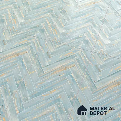 Wooden Floor Tile TL 05120 Mokuzai Indigo Drift 4 ft x 2 ft Vitrified Endless Carving Matte Finish - 9 mm | Herringbone | Suitable for Living Room, Bedroom & Bathroom
