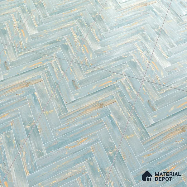 Wooden Floor Tile TL 05120 Mokuzai Indigo Drift 4 ft x 2 ft Vitrified Endless Carving Matte Finish - 9 mm | Herringbone | Suitable for Living Room, Bedroom & Bathroom