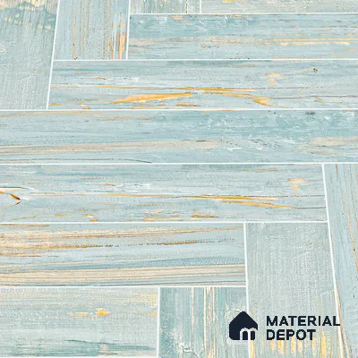 Wooden Floor Tile TL 05120 Mokuzai Indigo Drift 4 ft x 2 ft Vitrified Endless Carving Matte Finish - 9 mm | Herringbone | Suitable for Living Room, Bedroom & Bathroom