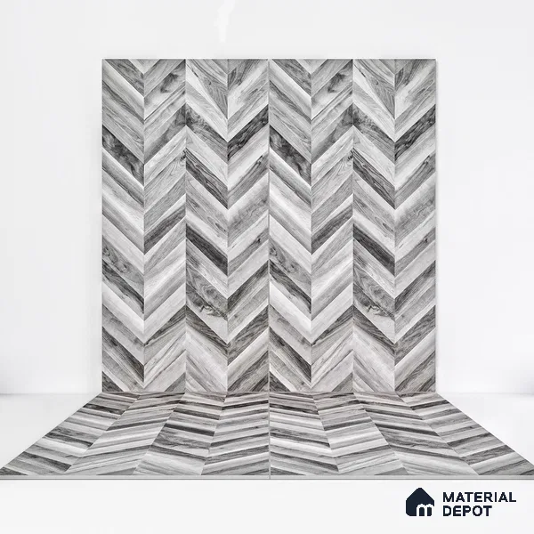 Wooden Wall & Floor Tile TL 05123 B Mokuzai Charcoal Mist 4 ft x 2 ft Vitrified Endless Matte Finish - 9 mm  | Suitable for Living Room, Bedroom & Bathroom