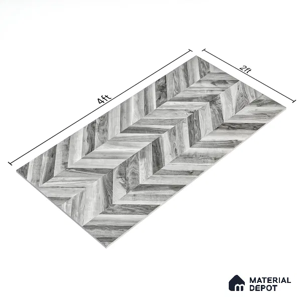 Wooden Wall & Floor Tile TL 05123 B Mokuzai Charcoal Mist 4 ft x 2 ft Vitrified Endless Matte Finish - 9 mm  | Suitable for Living Room, Bedroom & Bathroom
