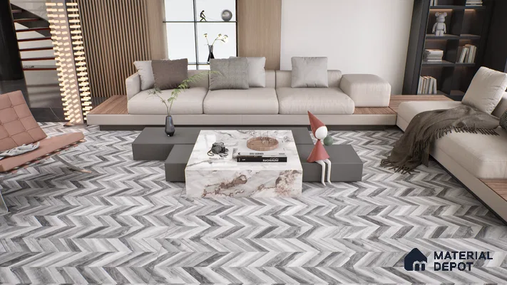 Wooden Wall & Floor Tile TL 05123 B Mokuzai Charcoal Mist 4 ft x 2 ft Vitrified Endless Matte Finish - 9 mm  | Suitable for Living Room, Bedroom & Bathroom