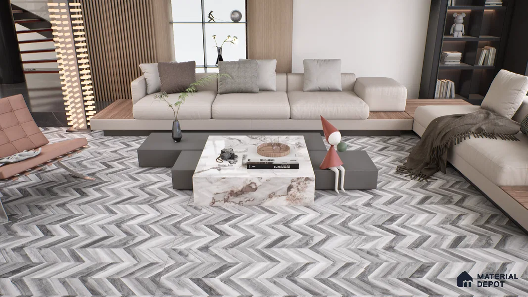 Wooden Wall & Floor Tile TL 05123 B Mokuzai Charcoal Mist 4 ft x 2 ft Vitrified Endless Matte Finish - 9 mm  | Suitable for Living Room, Bedroom & Bathroom