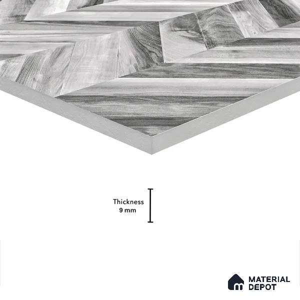 Wooden Wall & Floor Tile TL 05123 B Mokuzai Charcoal Mist 4 ft x 2 ft Vitrified Endless Matte Finish - 9 mm  | Suitable for Living Room, Bedroom & Bathroom