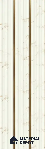 White Marble Louver PN 05902 8 ft x 6 inch Charcoal Panel - 10 mm | Suitable for Feature Wall, TV Unit & Living Room | Width is Subjected to 5% Variation
